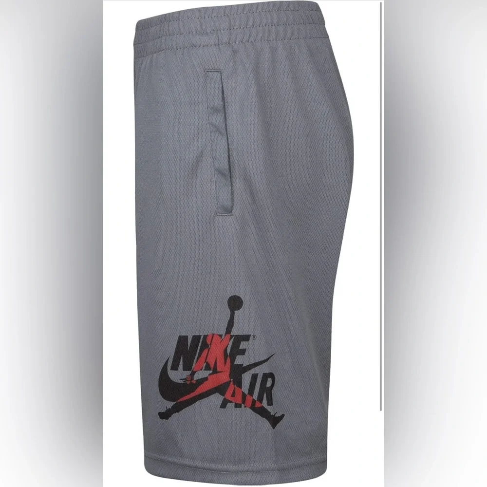 Jordan Boys Jumpman Mesh Basketball Shorts Gray Red Size Medium NWT